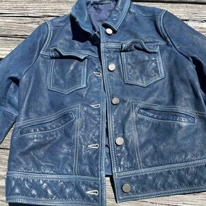 BLUE LEATHER KIDS GIRLS 8-10,  Blue Leather Jacket, beautifully made